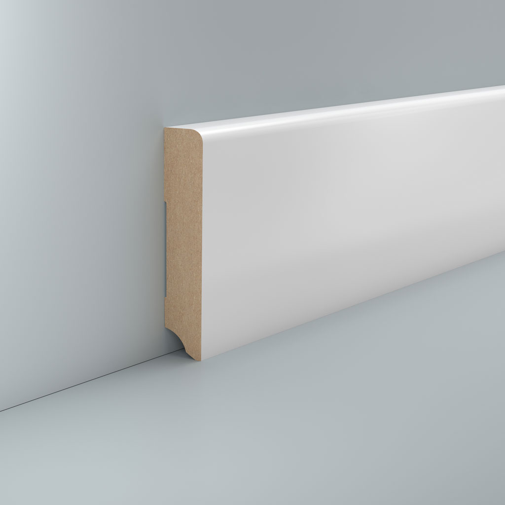 Südbrock Fußleiste Oberkante abgerundet, Weiß, 1,9 x 9,6 cm