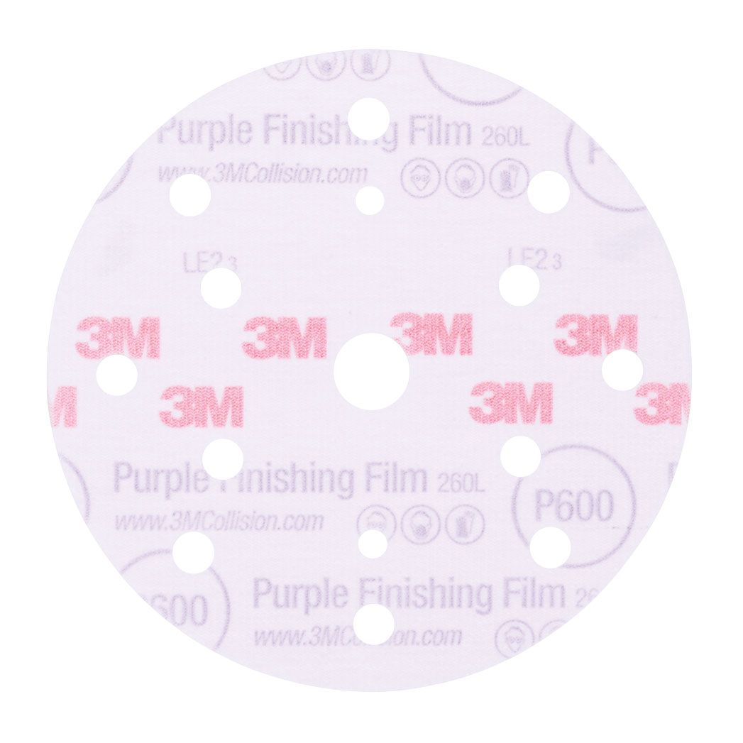 3M Hookit 260L+ Purple Finishing Film, 15 Loch, 150 mm, P 2000