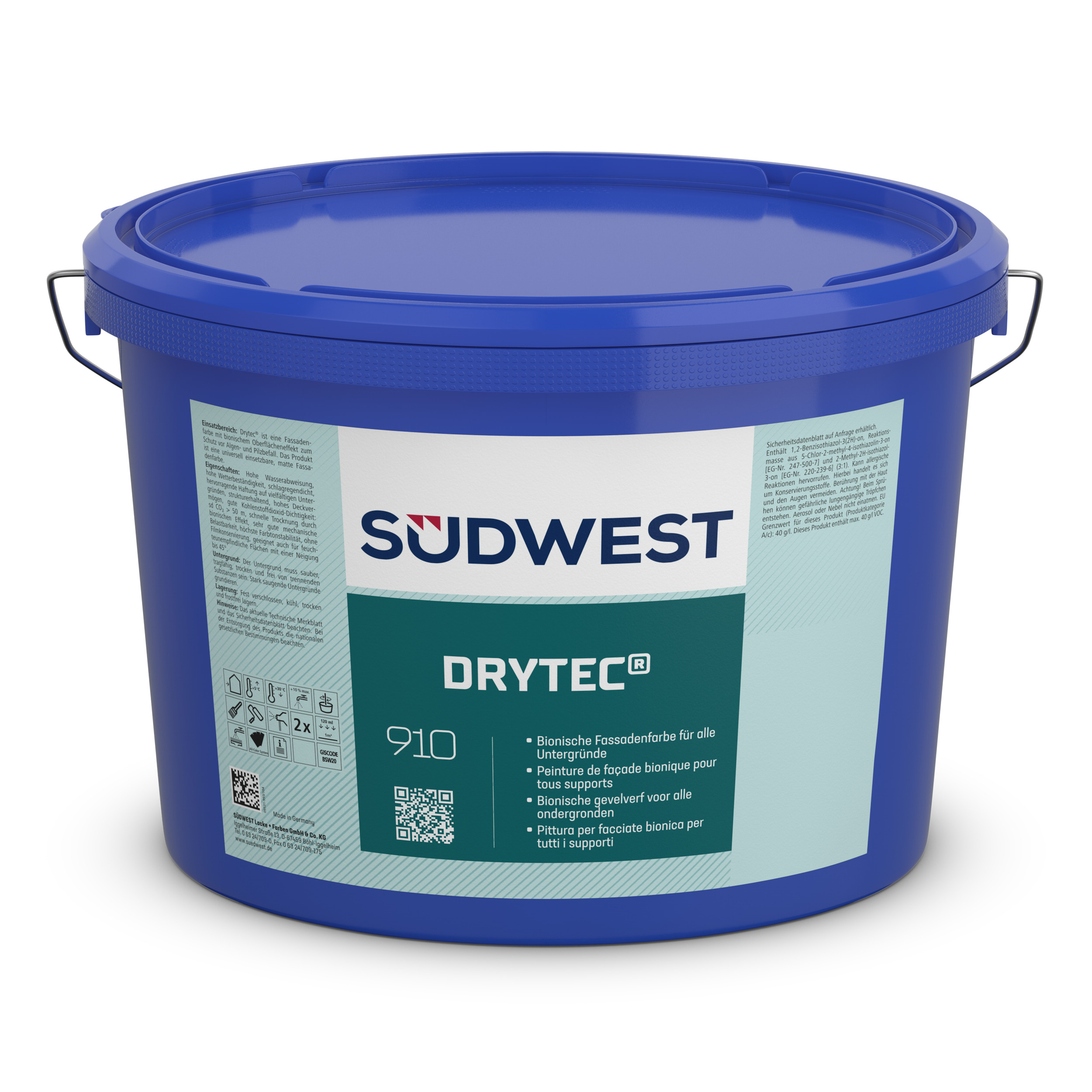 Südwest Fassadenfarbe Drytec, 9110 Weiß, Matt, 10 l