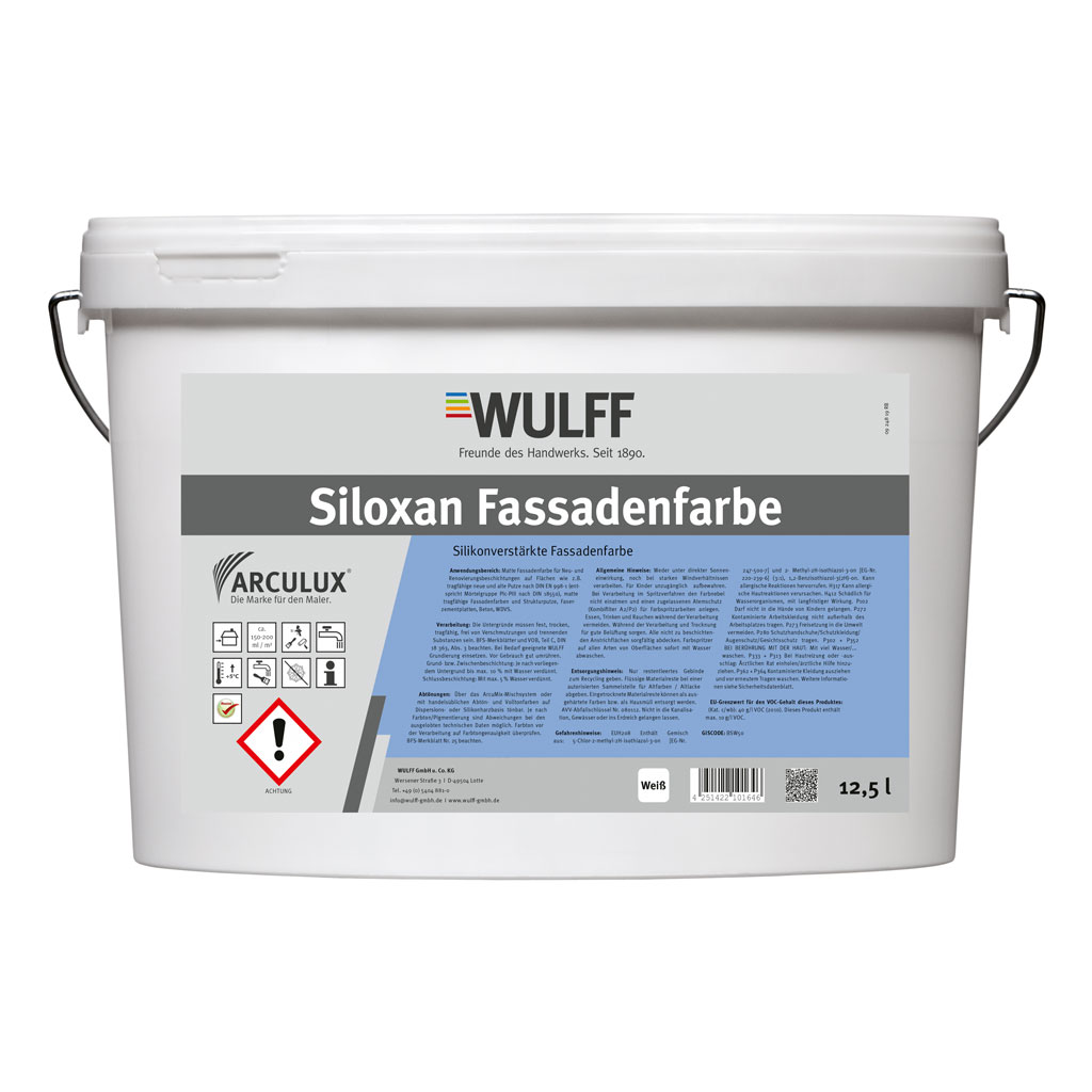 Arculux® Siloxan Fassadenfarbe, Weiß, 12,5 l