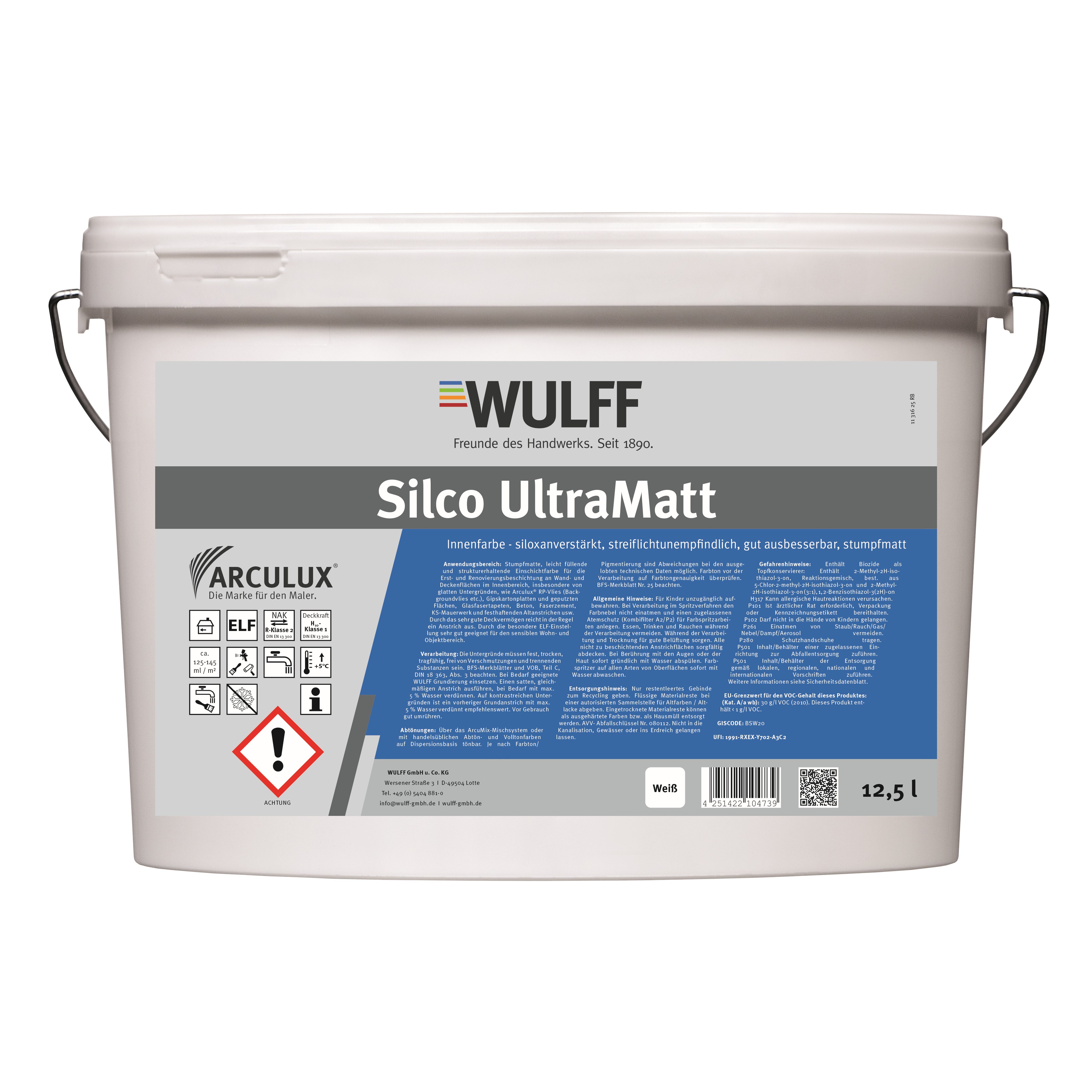 Arculux® Silco UltraMatt, Weiß, 12,5 l