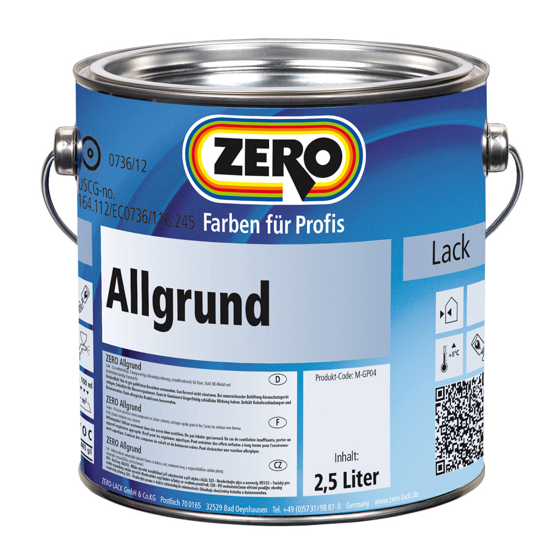 ZERO-LACK Allgrund, Weiß, 750 ml
