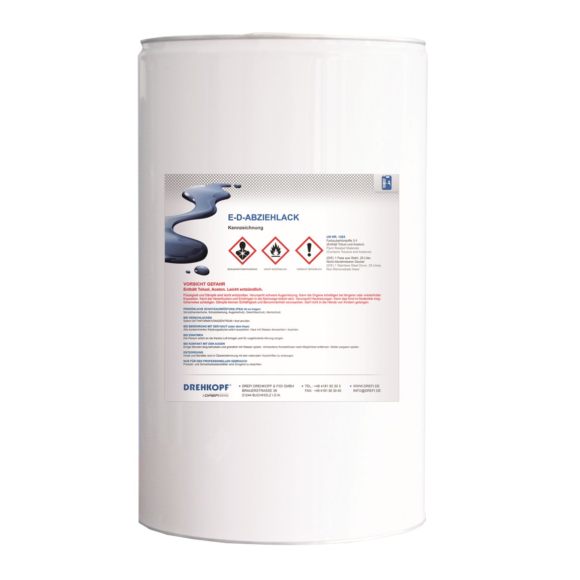 DREFI E-D-Abziehlack, weiß, 25 l DREFI E-D-Abziehlack, weiß, 25 l