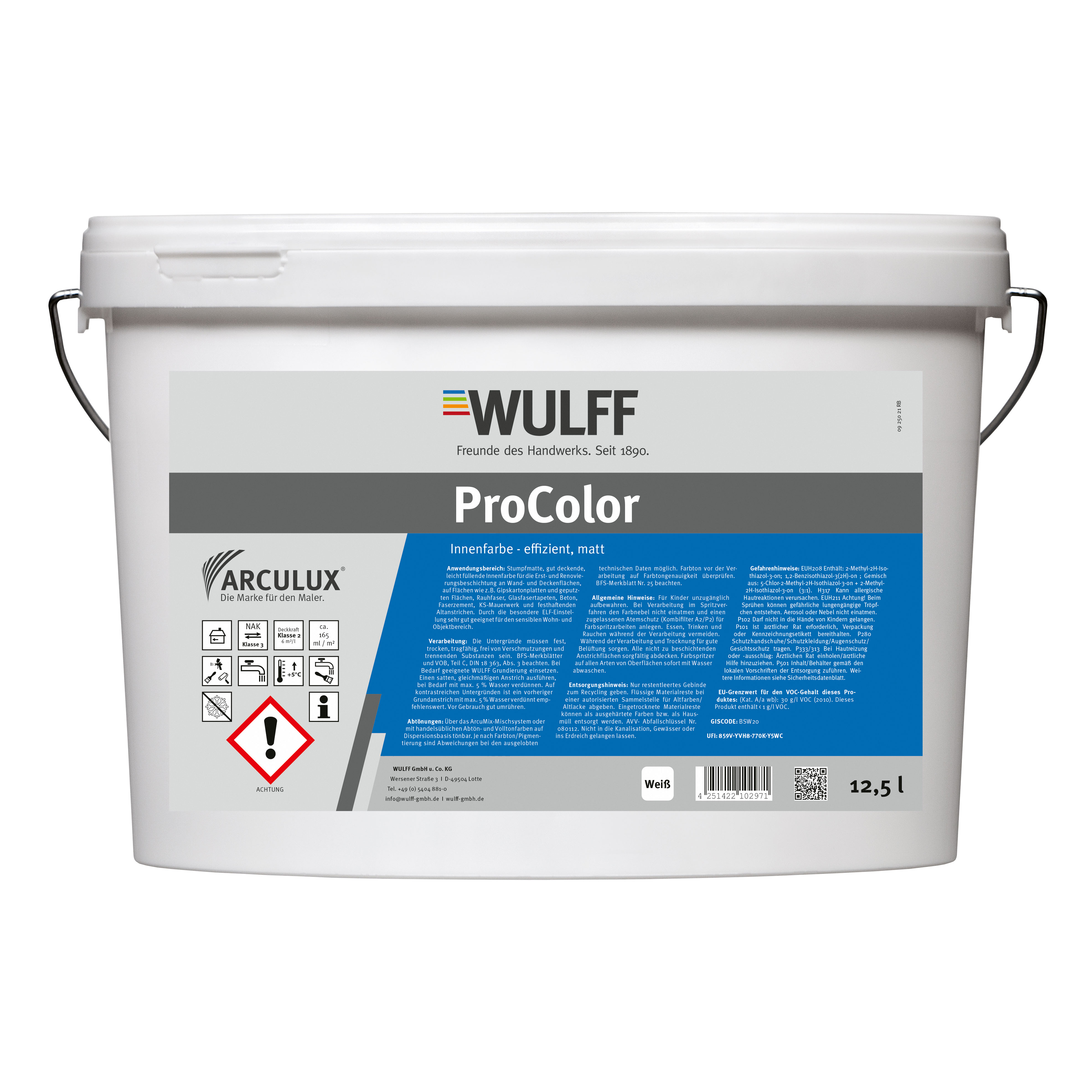 Arculux Innenfarbe ProColor, Weiß, 12,5 l