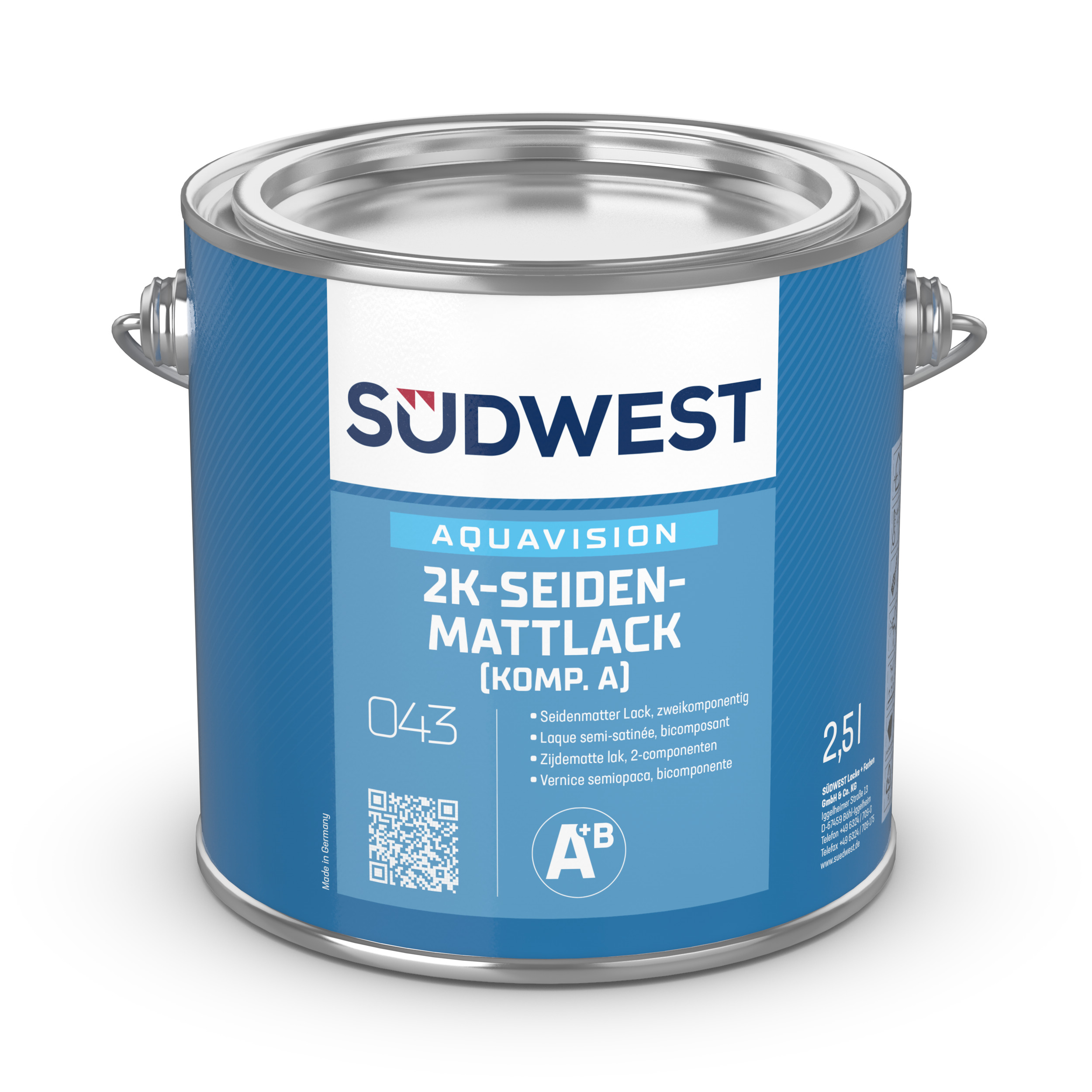 Südwest AquaVision 2K-Seidenmattlack, 9110 Weiß, Seidenmatt, 2,5 l