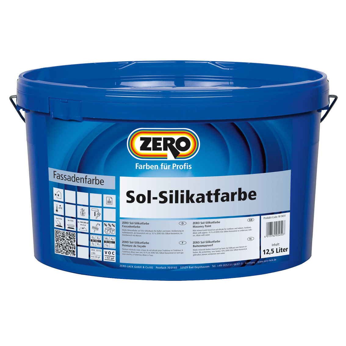 ZERO-LACK Sol Silikatfarbe, Weiß, 12,5 l