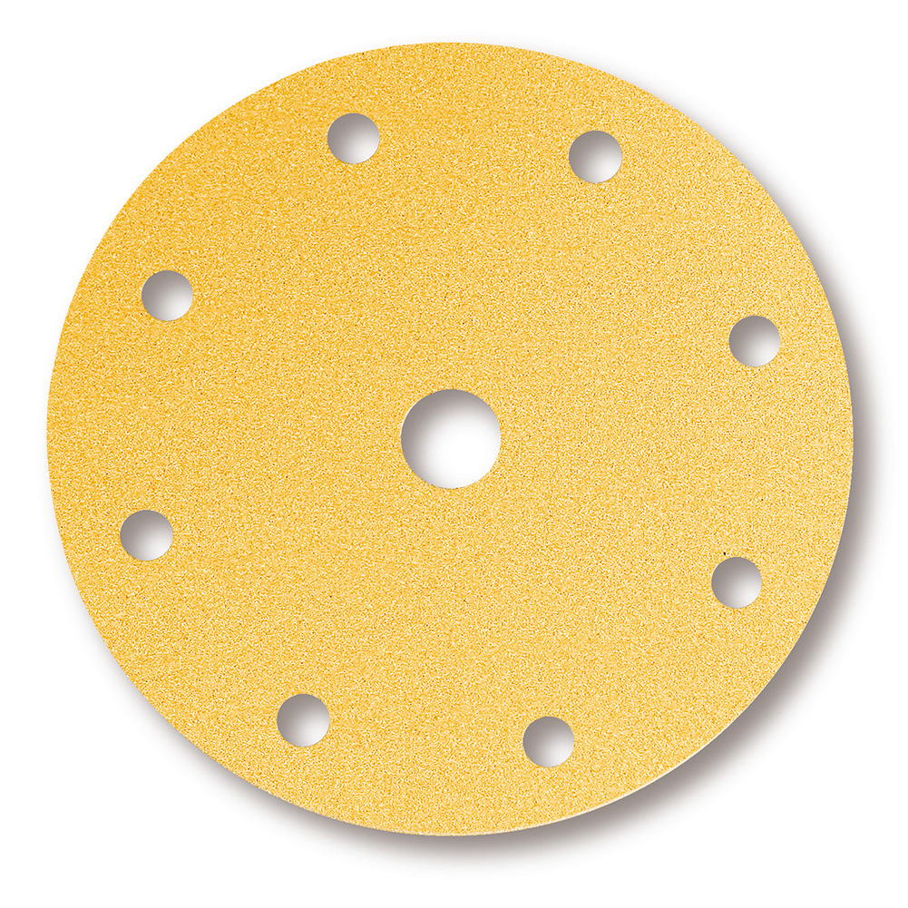 Mirka Schleifscheibe Gold, P 320, Ø 150 mm Grip, 9-Loch Mirka Schleifscheibe Gold, P 320, Ø 150 mm Grip, 9-Loch