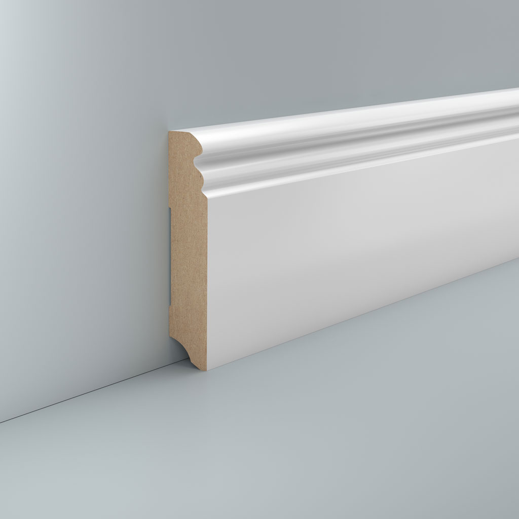 Südbrock Fußleiste Oberkante profiliert, Weiß, 1,9 x 9,6 cm