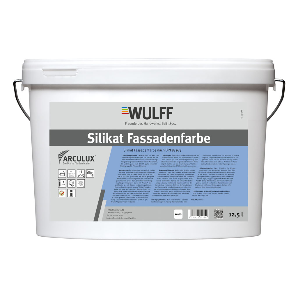 Arculux® Silikat Fassadenfarbe, Weiß, 12,5 l