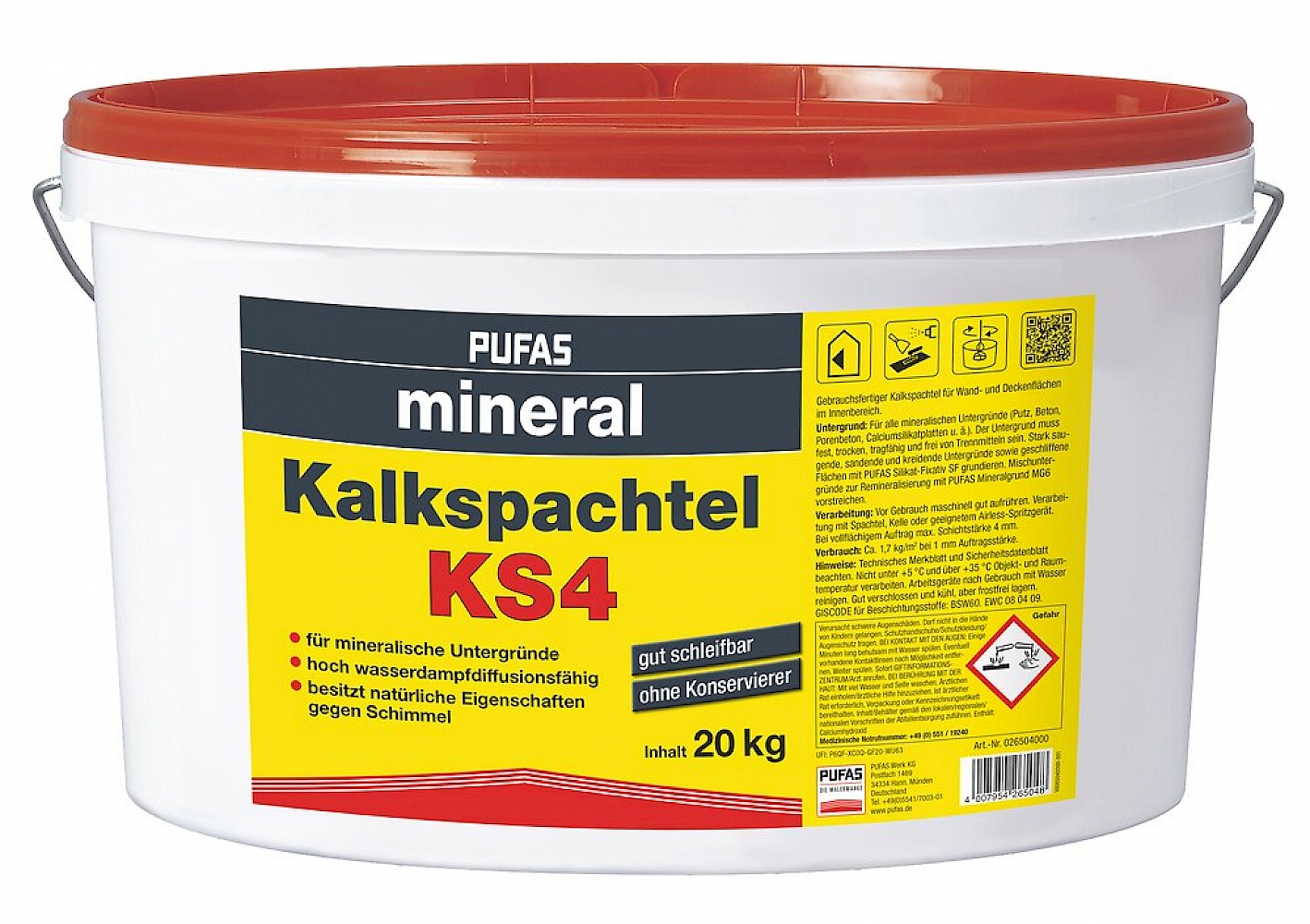 PUFAS Kalkspachtel KS4 Mineral, 20 kg