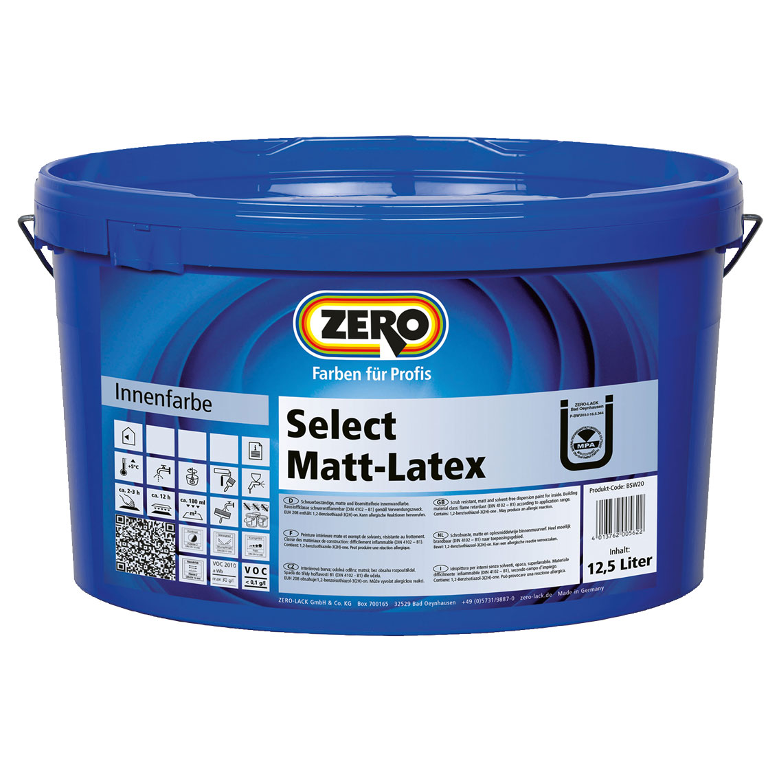 ZERO-LACKE Select Matt Latex Dispersionfarben, Weiß