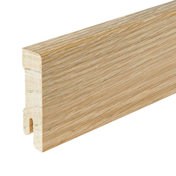 Hocotimber Echtholz-Fußleiste SB 631, Weiß Geölt, 16 x 58 x 2400 mm