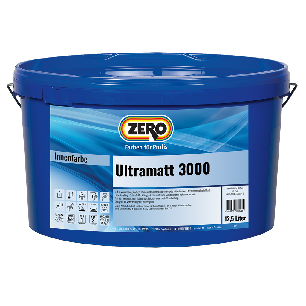 ZERO-LACK Dispersionsfarbe Ultramatt 3000, Weiß, 12,5 l