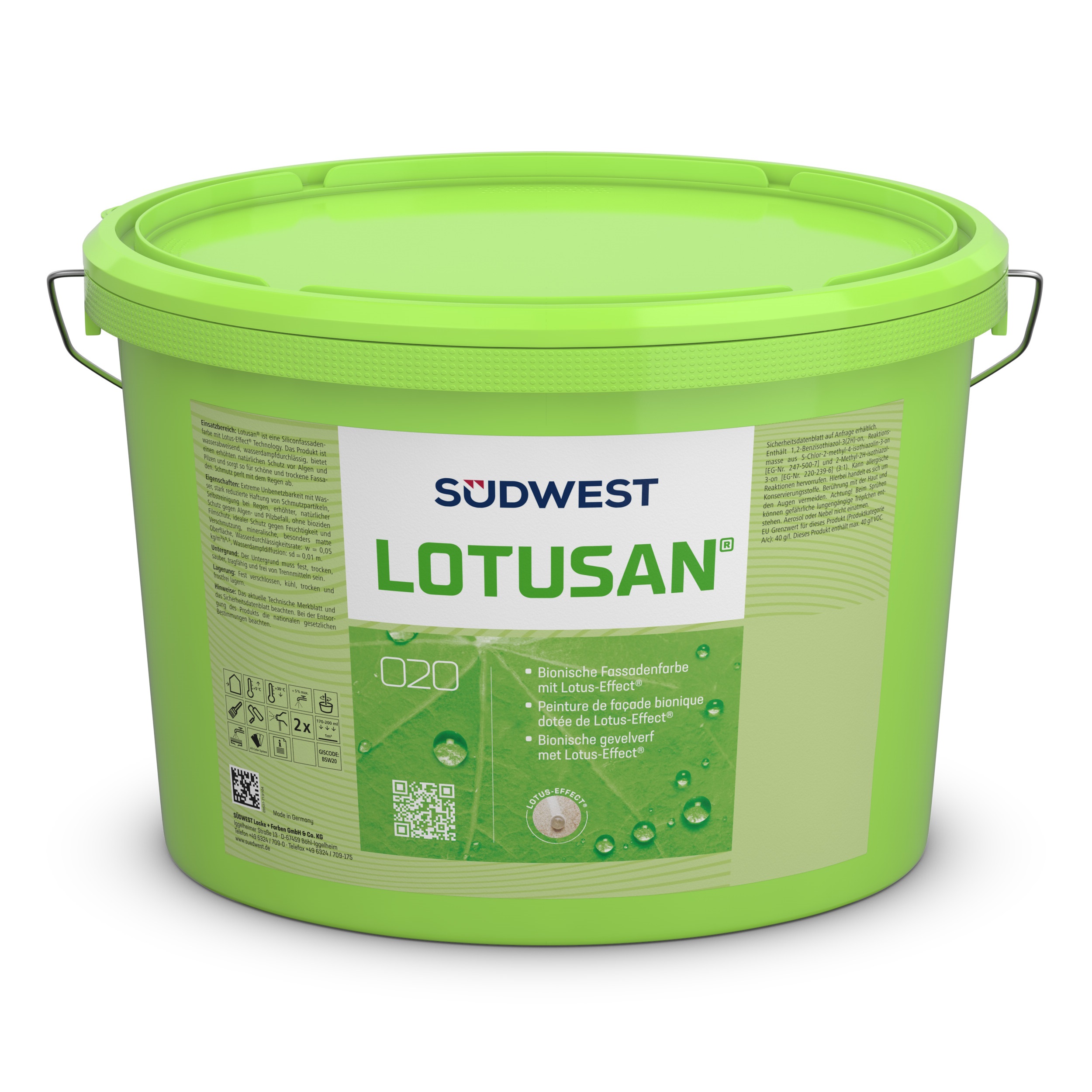 Südwest Fassadenfarbe Lotusan, 9110 Weiß, Matt, 12,5 l