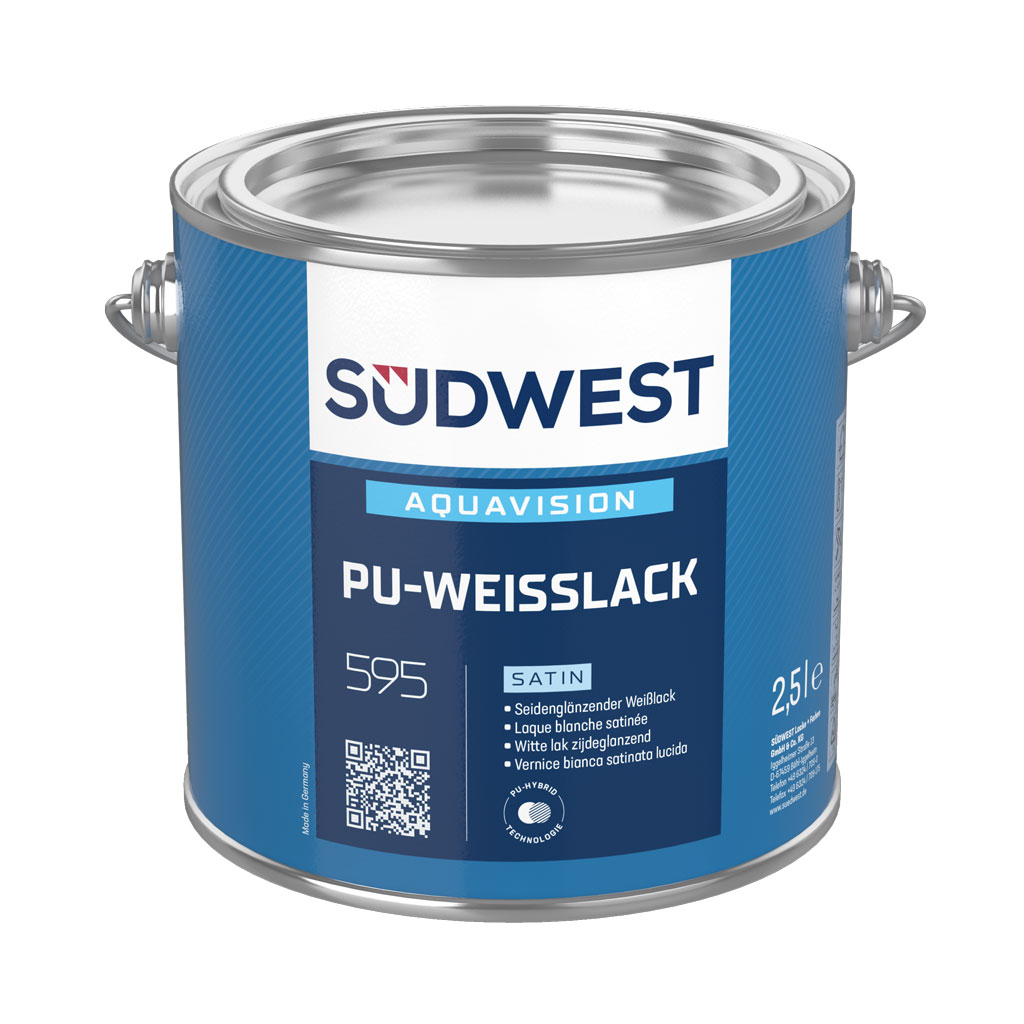 Südwest AquaVision PU-Weißlack, Satin, Weiß, 2,5 l