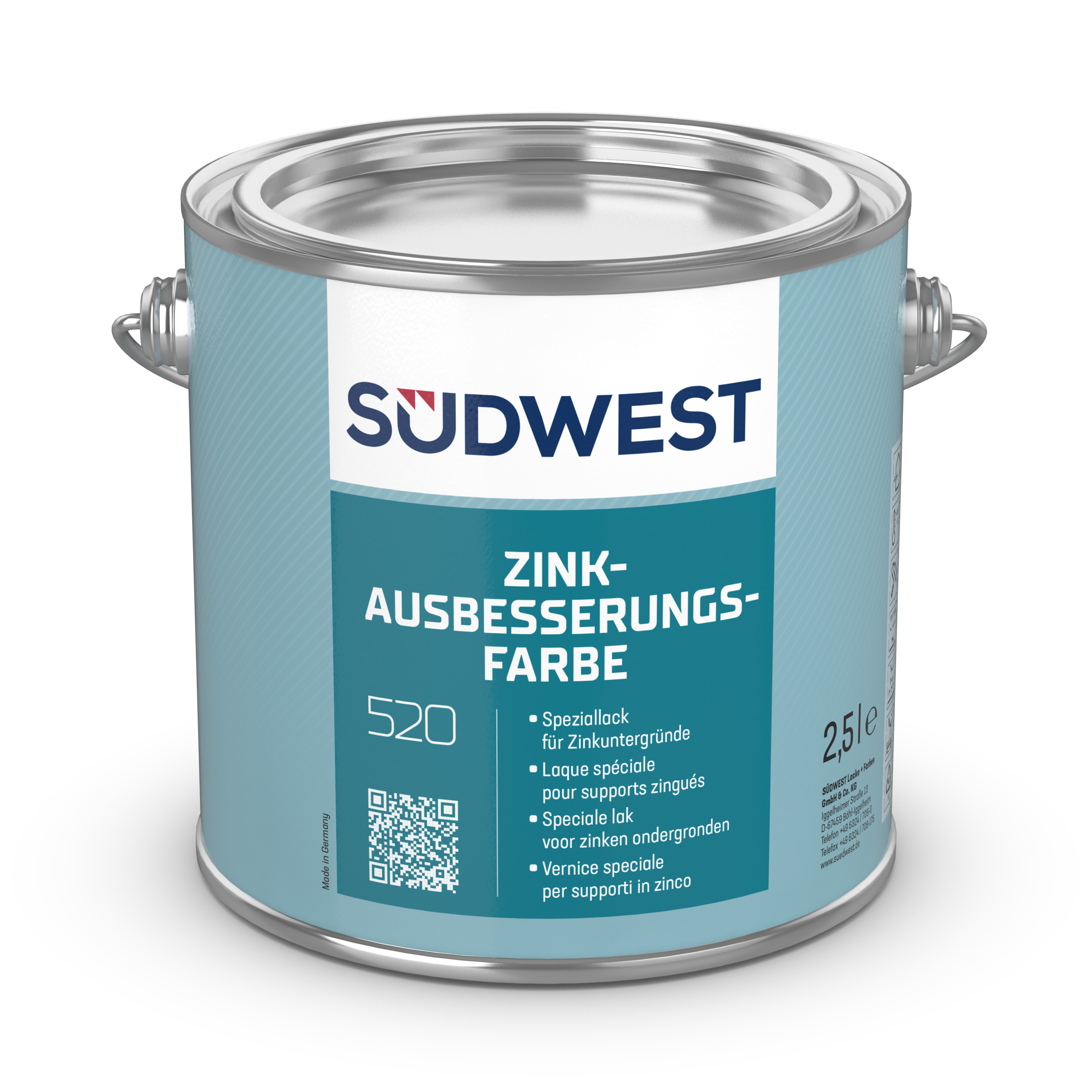 Südwest Speziallack, Zink-Ausbesserungsfarbe, 7387 Grau, Matt, 750 ml
